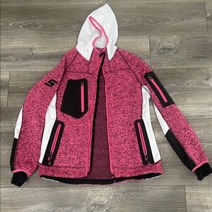 Snap-On Pink and Black Hooded Jacket